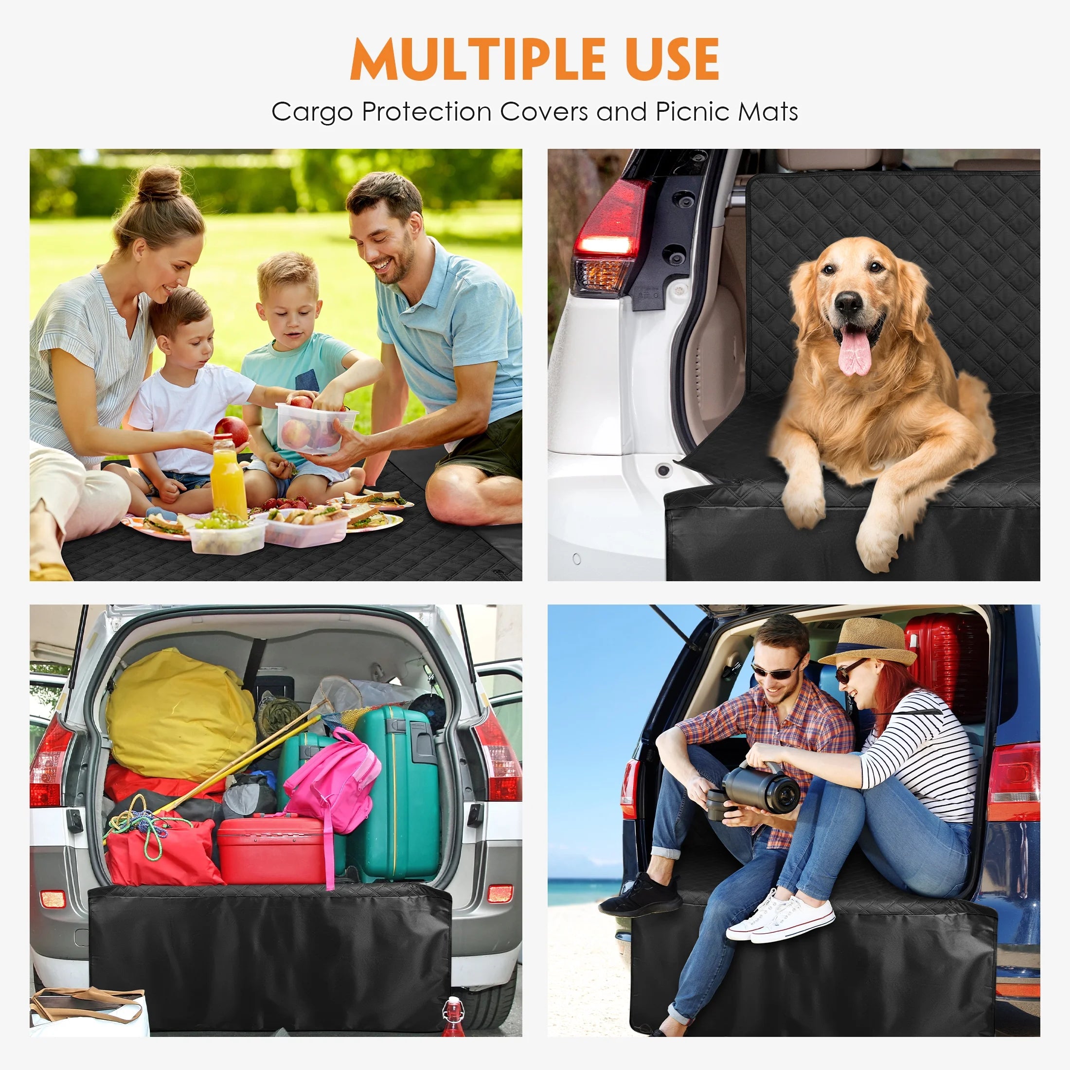 Dog Cargo Liner for SUV, Waterproof Dog Seat Cover for Trunk, Nonslip Pet Cargo Cover for Car, Universal Fit for Suvs, Sedans, Vans, Bottom Waterproof Protection