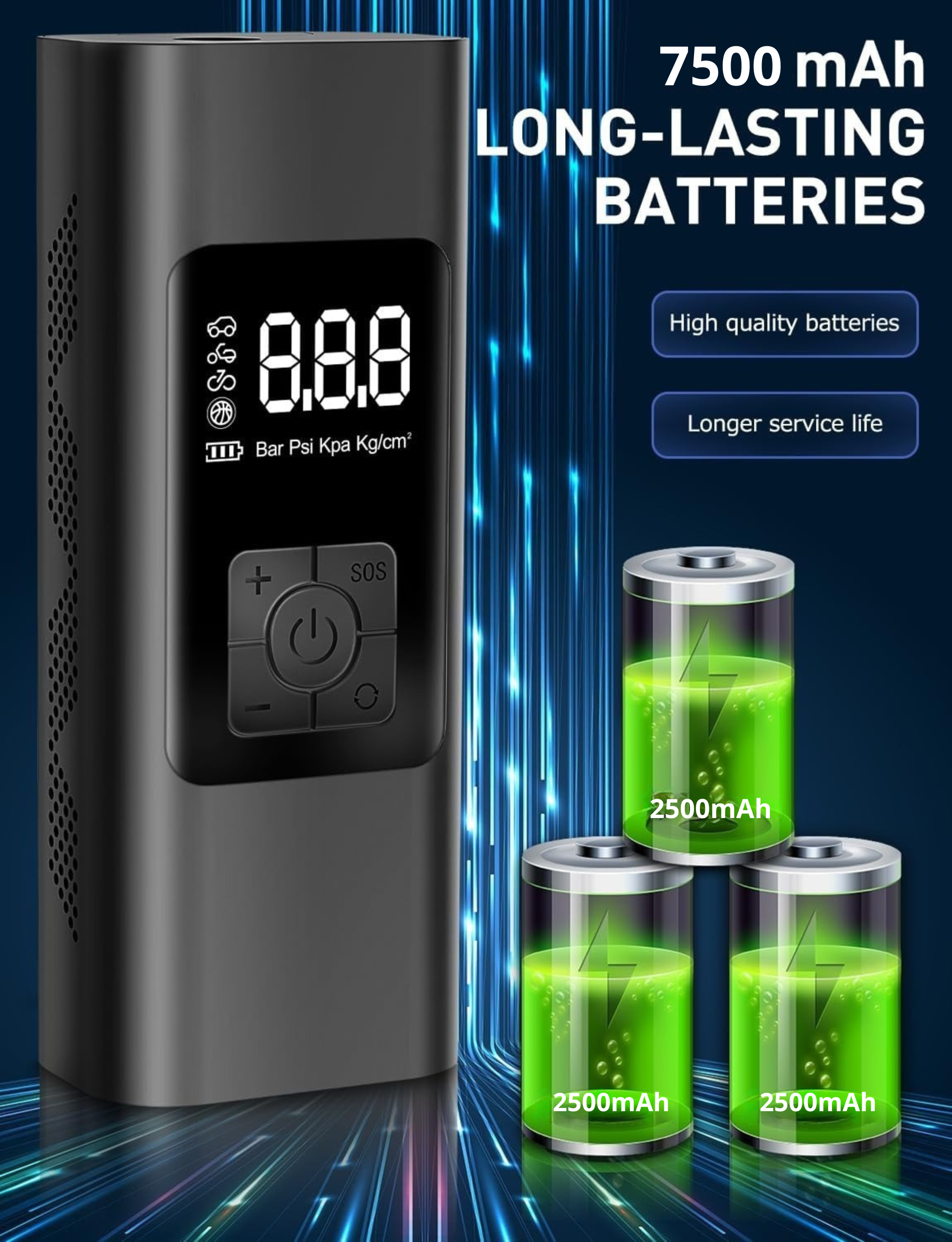 Portable 150 PSI Tire Inflator with LCD Display