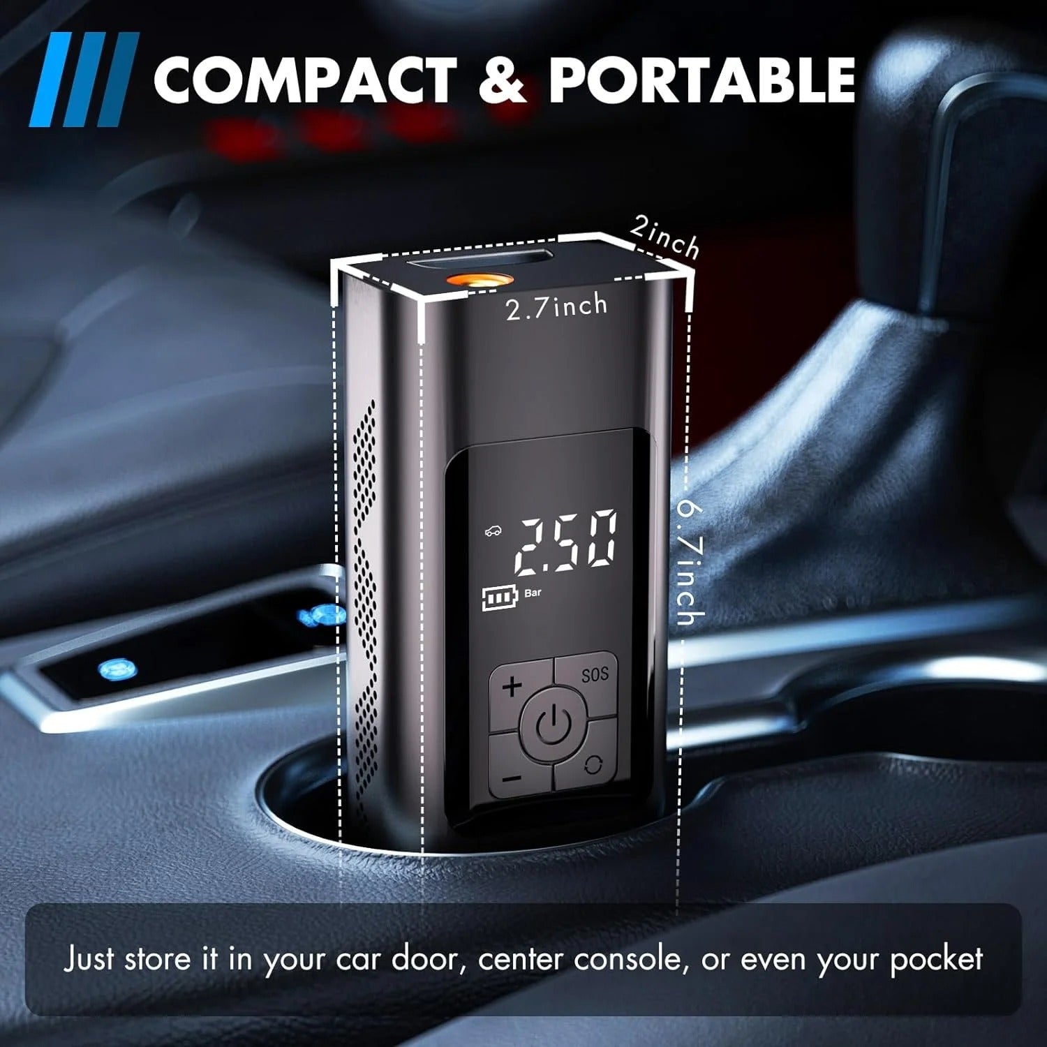 Portable 150 PSI Tire Inflator with LCD Display